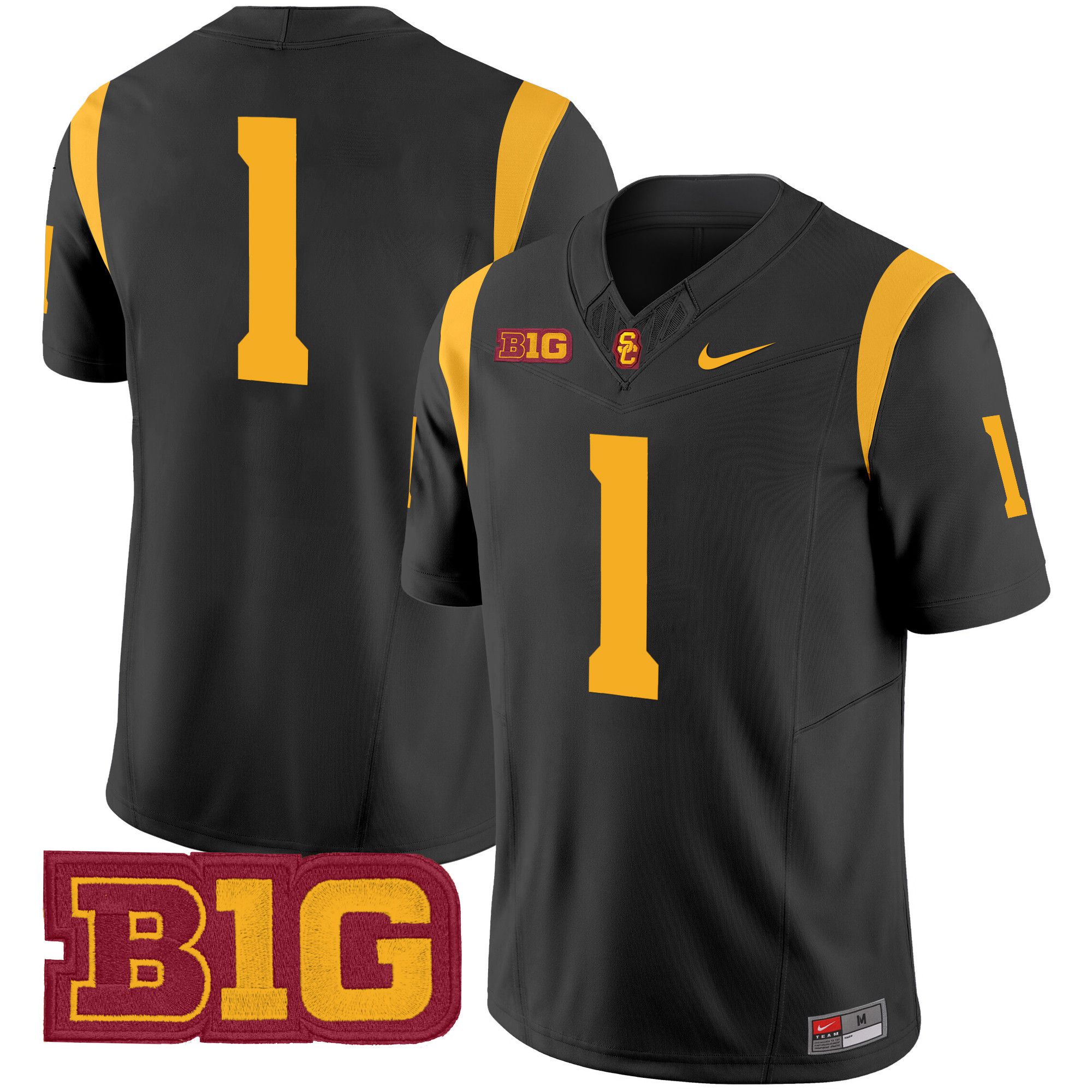 Men USC Trojans 1 No Name Black Nike 2024 Vapor Limited NCAA Jersey style 1